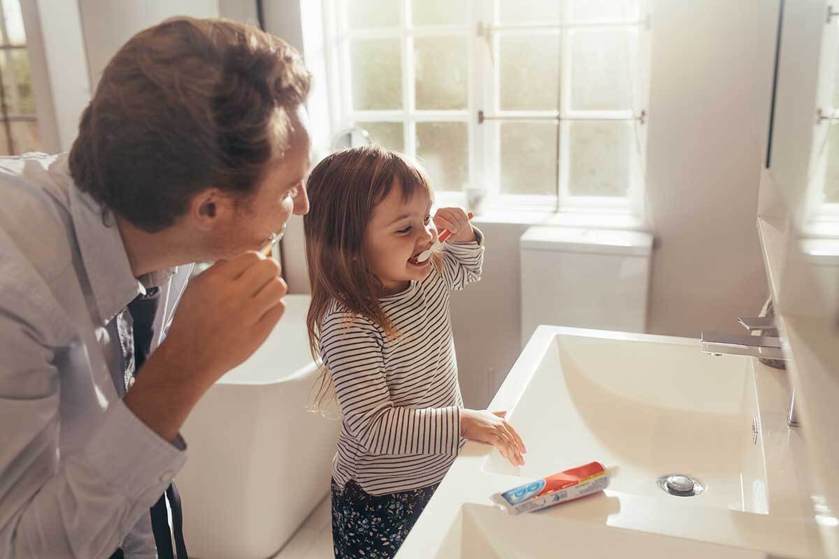 A girl child brushing